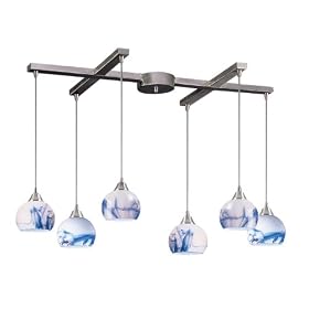Mela - 6 Light Kitchen Island Pendant Track Lighting Fixture - Dark Rust Bronze - Blue... by Elk