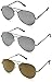 zeroUV - Mirrored Aviator Sunglasses for Men Women with Spring Loaded Hinges (3-Pack | Silver + Gold + Gunmetal)