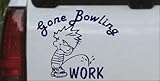 IMAGE OF Navy 4in X 4.7in -- Gone Bowling Pee On Work Decal Sports Car Window Wall Laptop Decal Sticker