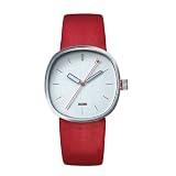 Alessi Unisex AL5003 Tic Stainless-Steel and Red Leather Strap Watch