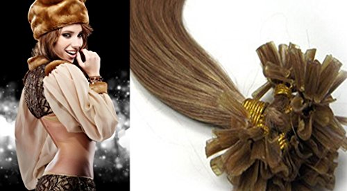 Beauty Wig World 26" 65cm 100s/50g Pre Bonded U Nail Tip Keratin Fusion Remy Human Hair Extensions #12-light golden brown