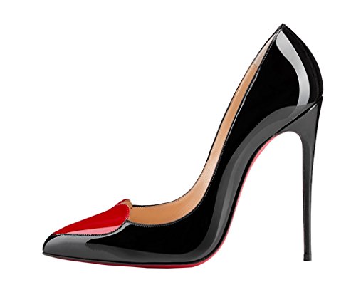 Womens Cute Heart-Shaped Pointed-Toe Slip On High Heel Pump Rubber Sole Shoes