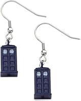 Doctor Who Blue Tardis with Stainless Steel Hook Dangle Earrings