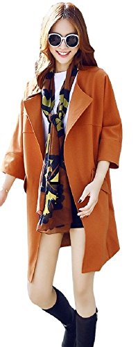 (フアングー)huanggu  レディース 秋物 カジュアル トップス カットソー ジャケット コート 長袖 ロングスリーブ コットン 綿 ラグラン袖 ポケットあり 前開き ひざ丈 トレンチ風 シンプル おしゃれ 大人 およばれ デート ＯＬ 通勤 フェミニン ナチュラル ベーシック 着回し エレガント 清楚 オフィス おでかけ トラベル 選べる3色 オリジナルアクセサリ