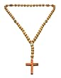 Light Color Wood Wall Rosary with Photographs - 36'' in Overall Length with 13 mm Wood Beads