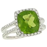 2 Row pave Diamond(.55ct) Ring with Peridot(5.19ct)