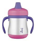 Thermos Foogo Insulated Stainless Steel Juice Cup with Handle, Pink, 200 ml