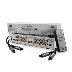 Nyrius HD Ready Component Video Source Selector Switch (SW201) & Bonus 4 Pack of 6 Foot High Performance Digital Audio Optical Toslink Cable (NWOC500)