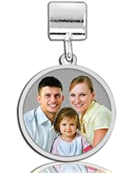 Petite Round with Border Photo Charm For Bracelet - Split Ring, Lobster Claw, or Bead Attachment
