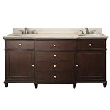 Avanity WINDSOR-VS72-WA 72-Inch Vanity with Galala Beige Marble Top and Dual Sinks Walnut