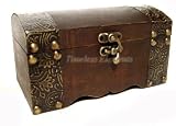 7 W Wood Brass Treasure Chest, Jewelry Box, Home Decor