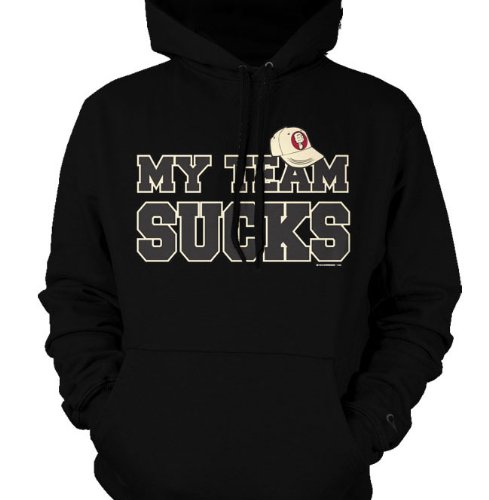 My Team Sucks Mens Sweatshirt, Funny Trendy Hot Mens Pullover Hoodie, Large, Red