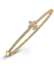 0.38 Total Carat Round Cut Diamond Fleur De Lis Bangle in 14k Yellow Gold