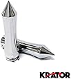 Krator&reg; Motorcycle Spiked Chrome Hand Handlebar Grips Grip Custom High Quality Chrome Grips Fits Cruisers Choppers Harley Davidson, Suzuki, Kawasaki, Yamaha, Honda with 1" inch Throttle Grips Bar Ends