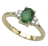 14K Yellow Gold Emerald and Diamond Ring