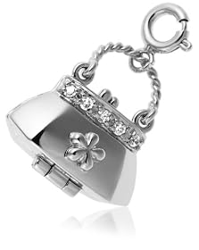 Sterling Silver Platinum Plated Cubic Zirconia Handbag Charm