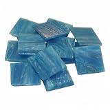 Muranoglas ~ 50 Mosaiksteine 20x20mm Maritimblau marmoriert