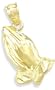 14K YELLOW GOLD PRAYING HANDS RELIGIOUS PENDANT CHARM