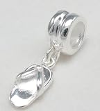 B15 Sterling Silver Dangle Euopean Flip Flop Sandal Bead/charm/pendant Fit Pandora Biagi Chamilia and Trollbeads Chain Bracelet Necklace.dc003