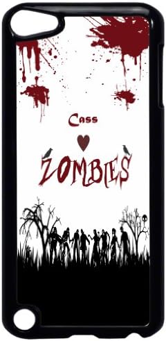 Rikki KnightTM "Cass" Loves Zombies on Red Grunge Personalized with Name Design iPod Touch Black 5th Generation Hard Shell Case