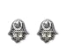 Crystals Stud Hamsa Earrings, Silver - by Maya Rayten