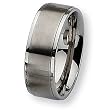 Ridged Edge Brushed and Polished Stainless Steel Ring (8.0 mm) - Sizes 6-13
