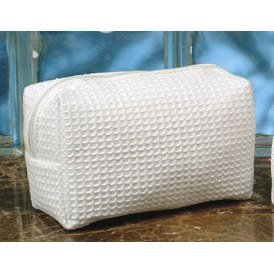 White WAFFLE WEAVE Cosmetic Makeup Toiletries travel bag NEW - Large size -