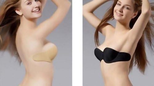 Bundle 3in1 Push up Invisible Self Adhesive Wing Nubra Nu Bra+Nipple Pasties (C Cup, Nude)
