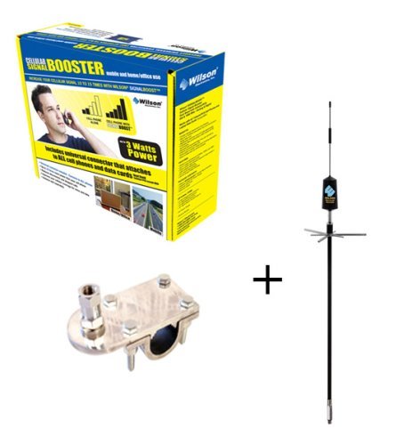 Wilson SIGNALBOOST Mobile and Home/Office Cellular/PCS Amplifier (811210) and Trucker Mirror Mount Cellular Antenna (301101) with Mirror Mount for Mack/Freightliner (901108)