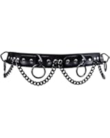 1" O-Ring With Chain Black Belt Quality Leather 1-3/4" Wide