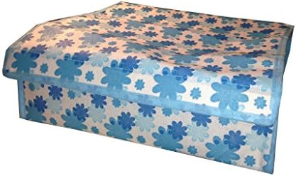 Kuforu Multi-grid home covered storage box for underwear bra queen ruled socks accessories storage box - 16 Blue Square