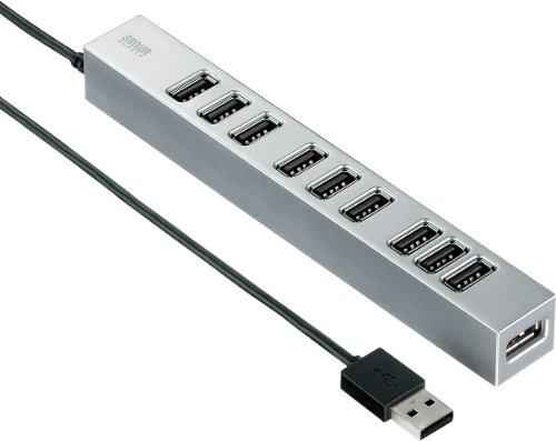 SANWA SUPPLY USB-HUB256SV 磁石付き10ポートUSB2.0ハブ(シルバー)