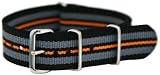 20mm James Bond Black / Grey / Orange - Nylon Nato Ballistic Military Watch Band Strap G-10