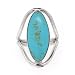 Sterling Silver Marquise-Shaped Turquoise Inlay Ring, Size 8