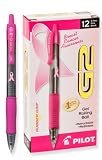 Pilot G2 Breast Cancer Awareness Pink Pens with Black Ink, Retractable Gel Ink Rolling Ball, Fine Point, Dozen Box (31332)