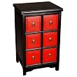 Handmade Asian Furniture - 30" Red & Black Lacquer Contemporary Chinese Medicine Cabinet - 6-Drawer
