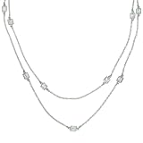 Sterling Silver Princess-Cut Cubic Zirconia Station Necklace by Charles Winston, 36"