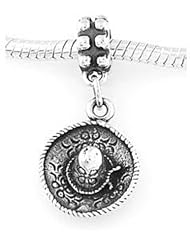 Sterling Silver Sombrero Hat Dangle Bead Charm
