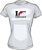 I Gun Chicago CHI Women's Tee Shirt Large-Light Blue Babydoll