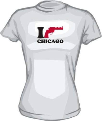 I Gun Chicago CHI Women's Tee Shirt Small-Light Blue Babydoll