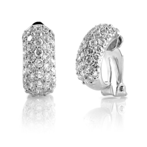 Kaila’s Clip-On CZ Hoop Earrings – Silver