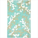 IMAGE OF Fusion Coral Fixation Turquoise Blue / White Contemporary Rug Size: 7'6