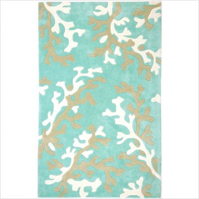 Jaipur Rugs Inc Hand Tufted, Coral Fixation Turquoise Blue/White, 3.6 by 5.6