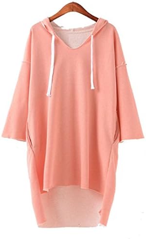 Cute Club Women's Solid Pullover Crew Neck Loose Casual Cropped Sweatshirts Pink