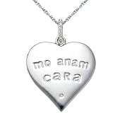 Sterling Silver Diamond Celtic Heart "Mo Anam Cara" Pendant, 18" (0.04 cttw, J-K Color, I2-I3 Clarity)