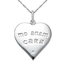 Sterling Silver Diamond Celtic Heart "Mo Anam Cara" Pendant, 18" (0.04 cttw, J-K Color, I2-I3 Clarity)