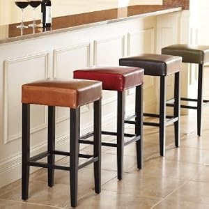 Sabrina Leather Bar Stool - Olive, 30" Bar Height - Grandin Road