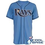 MLB Men's Tampa Bay Rays Six Button Cool Base Authentic Alternate Jersey (Columbia, 44/Large)