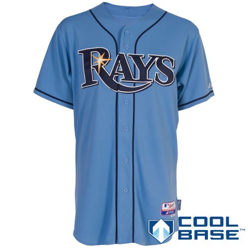 MLB Men's Tampa Bay Rays Six Button Cool Base Authentic Alternate Jersey (Columbia, 44/Large)