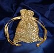 3x4 Sparkle Fabric Wedding Favor Gift Bags/Pouches - Gold (10 Bags)